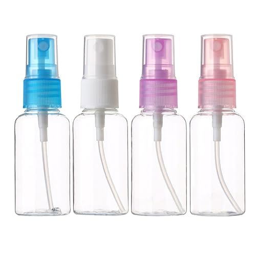 SINIDE Spray Bottles 30ml/1oz  4 Pack Clear Empty Fine Mist Plastic Mini Travel Bottle Set  Portable Refillable Makeup Sprayer Containers for Perfume  Liquids  Aromatherapy  Small Size